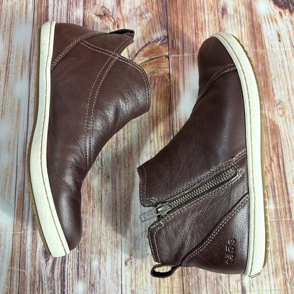 Taos BOOTSIE Womens Sz 7.5 Brown Leather Side Zip Up Booties Ankle Boots Shoes - Picture 6 of 10